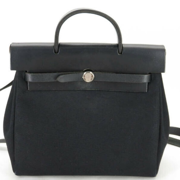 100% Auth HERMES CANVAS LEATHER HER BAG SAC A DOS - Picture 2 of 8